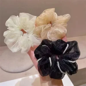 New Summer Lovely Sweet Pearl Hair Accessories Eugensa Temperament Hair Tie Rope Pearl Hair Scrunchies for Girls