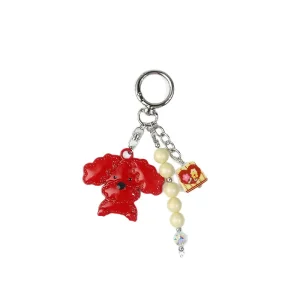 New Teddy Dog Alloy Keychain Pendant Hand strung Beads DIY Bag Pendant Personalized Decoration