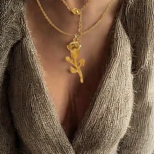 New Three dimensional Flower Bow Pendant Jewelry Necklace Accessories Light Luxury Niche Female Summer Clavicle Chain