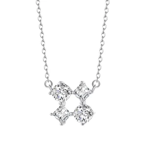 New Trending 925 Sterling Silver Fashion Pave Zircon Geometric Round Square Pendant Necklace for Women