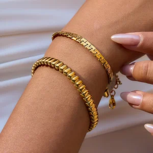 New Trending Bangles De Acero Inoxidable Elegant Jewelry Geometric Bracelet Bangle Fashion Chain Link Bracelets for Women