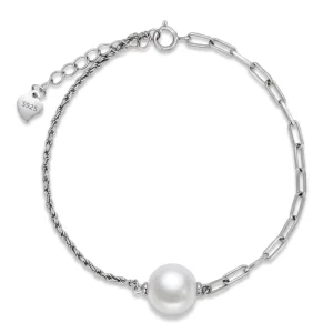 New Trendy 925 Silver Jewelry Fine Chain & Link Pearl Paperclip Bracelets