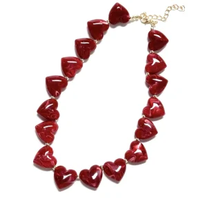 New Trendy Aesthetic Beaded Jewelry Cute Love Charm Statement Piece Heart Fashion Pendant Necklace for Women Everyday Style