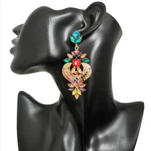 New Trendy Boho Multi Color Crystal Dangle Earrings for Women Luxury Rhinestone Drop Statement Earring Jewelry