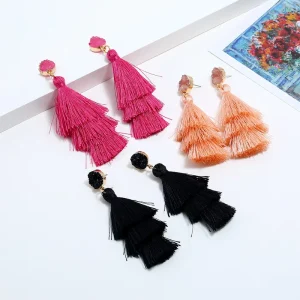 New Trendy Boho Tassel Drop Earrings Alloy Gold Plated Statement Jewelry for Women Party Gift