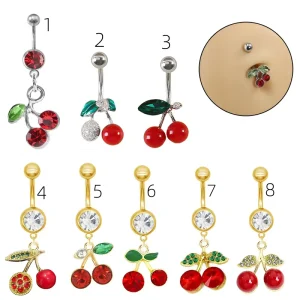 New Trendy Cherry Belly Ring New Trendy Navel Piercing for Women Fashion Body Jewelry for Women Men