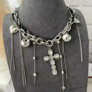 New Trendy Chunky Zircon Hip-Hop Jewelry Cross Pendant Necklace Fashion Accessories