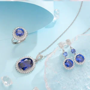 New Trendy Copper Zircon High-End Platinum Plated Charm Necklace Earring Pendant Ring Jewelry for Women Gift