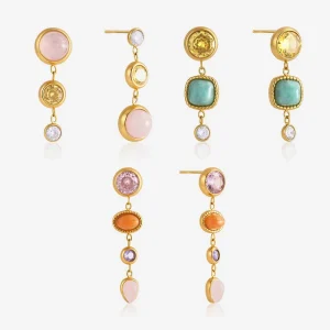 New Trendy Custom Jewelry 18K Gold Plated Stainless Steel Zircon Dangle Earrings Fashion Elegant Tassel Earrings for Women