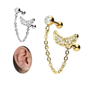 New Trendy Dangle Flower Tragus Cartilage Labret Piercing Flat Back Earring Fashion Body Jewelry for Women Men