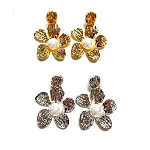 New Trendy Flowers Design Fashion Stud Earring Imitation Pearl Styles Daily Gift Party Jewelry Earrings Gold Plated