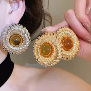 New Trendy Geometric Big Spiral Stud Earrings Women Resin Acrylic Drop Earrings Jewelry Accessories