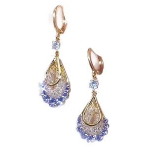 New Trendy Gold Wire Mesh Water Drop Earrings Simple Exquisite Fashion Jewelry Set for Women