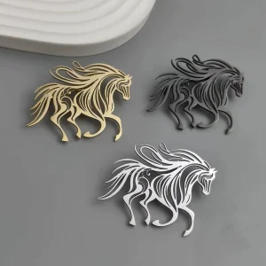 New Trendy Hollowed Out Simple Horse Brooch Alloy Animal Brooch Pin for Men