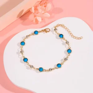 New Trendy Iced Out Bronze Crystal Bracelet Colorful Rhinestone Chain Bangle Luxury Party Jewelry for Women