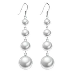 New Trendy Slim Face Pearl Ear Hook Temperament Long Style Fashionable High end Earrings