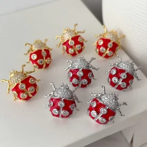 New Trendy Summer Insect Series Enamel Ladybug Earrings Fashion Jewelry