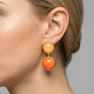 New Trendy Vibrant Color Gold Plated Resin Statement Round Spring Modern Dangle Women Fashion Jewelry Gift Hoop Drop Earrings