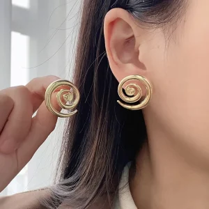 New Trendy Women’s European American Retro Geometric Vortex Charm Earrings Cross Border Jewelry for Women