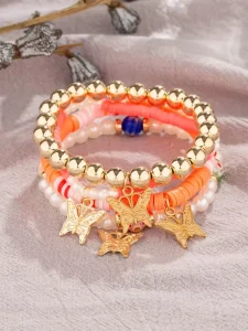 New Unique Handmade Multi layer Beaded Charm Bracelet Boho Elastic Stretch Niche Bangle Set for Women Fashion Jewelry
