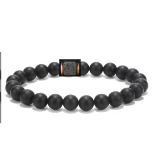 New Unisex Volcanic Beads Beaded Charm Bracelet Classic Style Obsidian Bracelets for Men’s Anniversaries