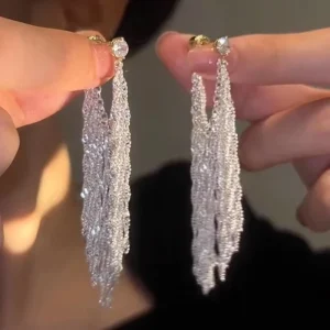 New Waterfall style Fringed Long Elegant Ear Studs Simple yet Exquisite Fashionable and Versatile Accessories