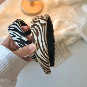 New Wide Brimmed Sweet Women’s Retro Zebra Print Handmade Headband Simple Versatile Korean Hair Accessory