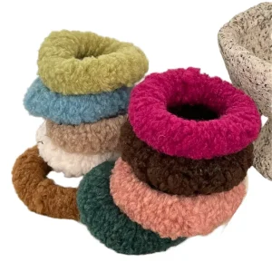 New Women Fashion Hair Accessories Fancy Wide Side Fur Plush Lambswool Wool Tie Hair Solid Color Headband