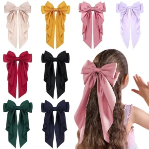 New Women’s Fashion Velvet Bow Hair Accessories Long Spring Hair Clips Simple Style Metal and Fabric Hairpins
