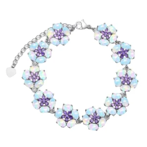 New Women’s Flower Beaded Bracelet Opal Trendy Brass Gold color Plated Jewelry Inlaid Gemstone Fashion Anniversary