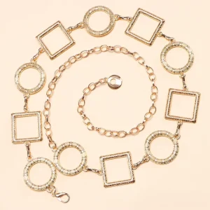 New Womens Geometric Body Chain Alloy Waist Chain Fashion Decorative Jewelry for Dress High End Style Retail