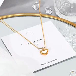 New retro elements artistic love mother of pearl peach heart non fading stainless steel necklace for women