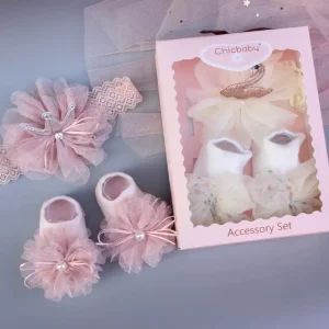 Newborn Baby Gift Set Cute Swan Crown Baby Headband Children Hair Accessories Infant Toddler Headband Socks Gift Set Handmade