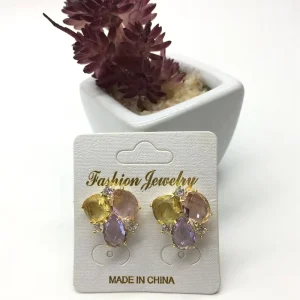 Newest Fashion Light Luxury Jewelry Colorful Crystal Micro Paved Women Stud Earrings