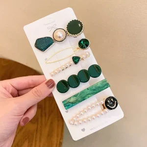 Newest Hair Pin Sets Fashion Hair Accessories Elegant Geometric Pearls Acrylic Hair Clips