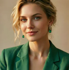 Niche Design Alloy Geometric Diamond set Emerald Earrings Trendy Personalized Long Earrings Fashion Blogger Same Style