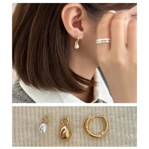 Niche Design Copper Alloy Geometric Fashion Pendant Earrings Women Vintage Simple Light Luxury Elegant Fashion Party All Match