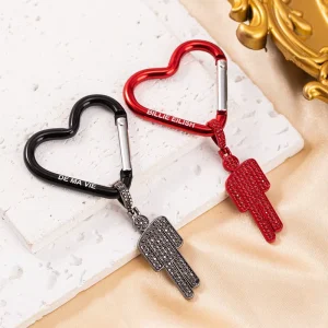 Niche Light Luxury Alloy Billie Bamboo Chain Heart Shaped Pendant Keychain Versatile Fashion Bag Charm Accessory for Gifts