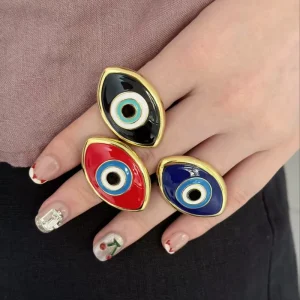 Niche Punk Multi color Eye Design Fashion Rings for Daily Wear or Parties Personalized Accessories
