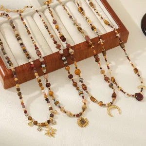 Niche Tiger Eye Stone Beaded Necklaces Fashion Beaded Necklaces