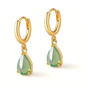 Nickel Free Copper Floral Zircon Drop Ear Huggie Earrings 18K Gold Plated Yellow Crystal Trendy Women’s Gift Jewelry