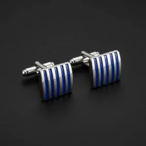 Nickel Plated Soft Enamel Stripe Unisex Cufflinks for Engagement Wedding Party & Corporate Gifts