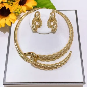 Nigerian 18K Gold Plated Big Jewelry Set Dubai Italiano Jewelry Wedding Jewellery Fashion Luxury Women Party HV0218