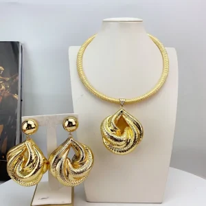 Nigerian 18k Gold Plated Jewelry Set Brazil Gold Designer Wedding Jewellery Set Fashion Necklaces Jewelry Sets FHK28210