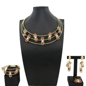 Nigerian Gold Plated Big Jewelry Set Brazil Light Weight Jewelry Fashion Women Party Wedding Jewellery Gift HS26003