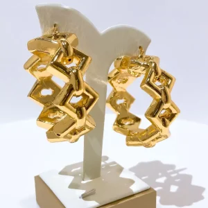 Nigerian Gold Plated Chunky Cuban Link Hoop Earrings for Women Party Daily Hip Hop Fashion Jewelry Accessories EK0332