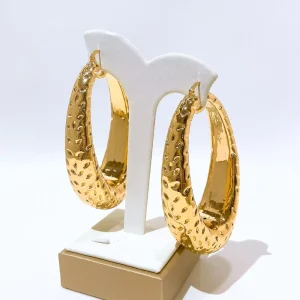 Nigerian Gold Plated Hammered Chunky Hoop Earrings for Women Big Size Trendy Earrings Party Jewelry Accessories EK830