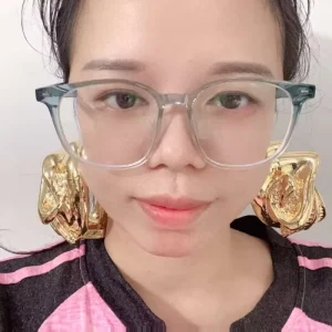 Nigerian Gold Plated Oversize Geometric Square Drop Earrings Brazil Fashion Jewelry for Women Party Daily Accessories
