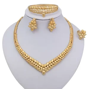 Nigerian Wedding African Jewelry Sets Golden Costume Jewelry Rings Fashion Earrings Costume Jewelry Jewellery Set