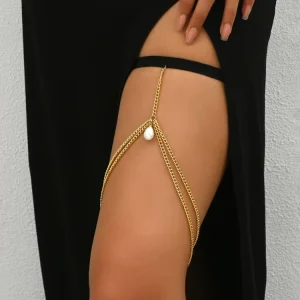 Night Club Bar Rhinestone Pearl Thigh Chain Body Jewelry Accessories